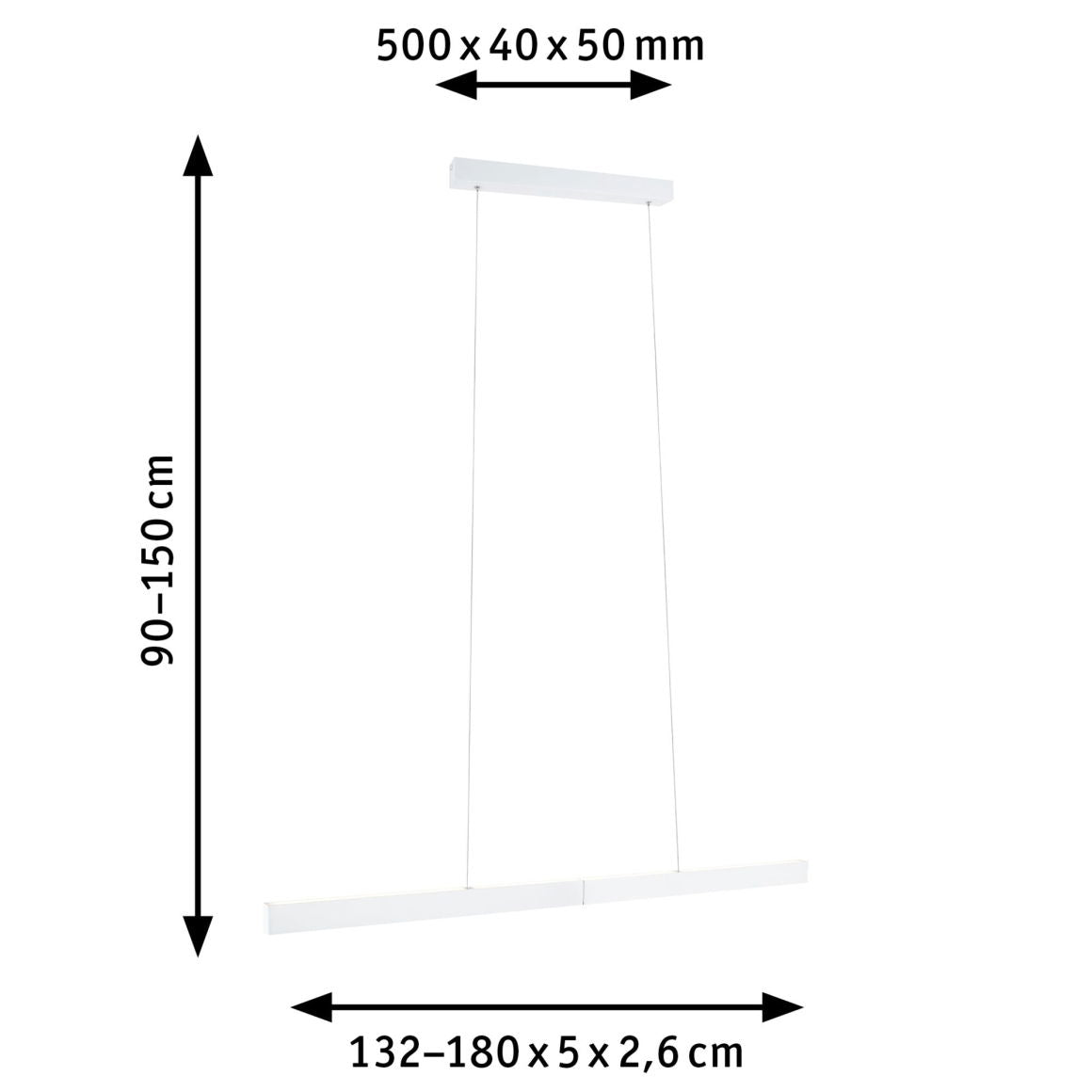 Paulmann Pendelleuchte Aptare – 180 × 90–150 cm, 1800 lm, 45 W, 2700 K, dimmbar, für ZigBee 3.0, schwarz