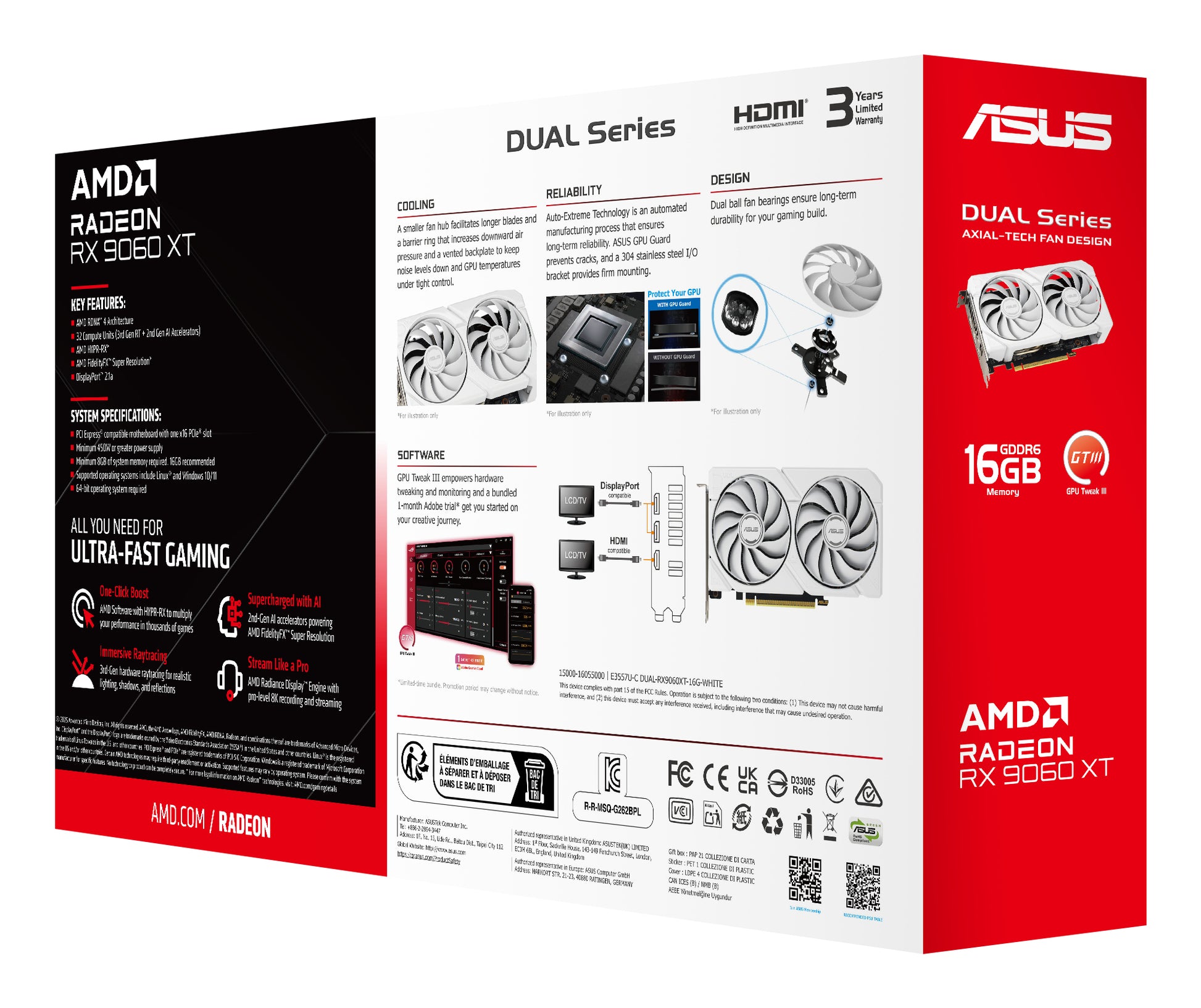 ASUS Radeon RX 9060 XT, 16 GB GDDR6, PCI Express 5.0