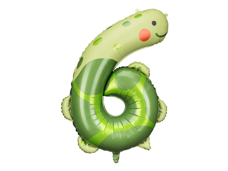 PartyDeco Folienballon Zahl 6 Schildkröte – Grün – 75 × 96 cm – Folie – 1 Stk