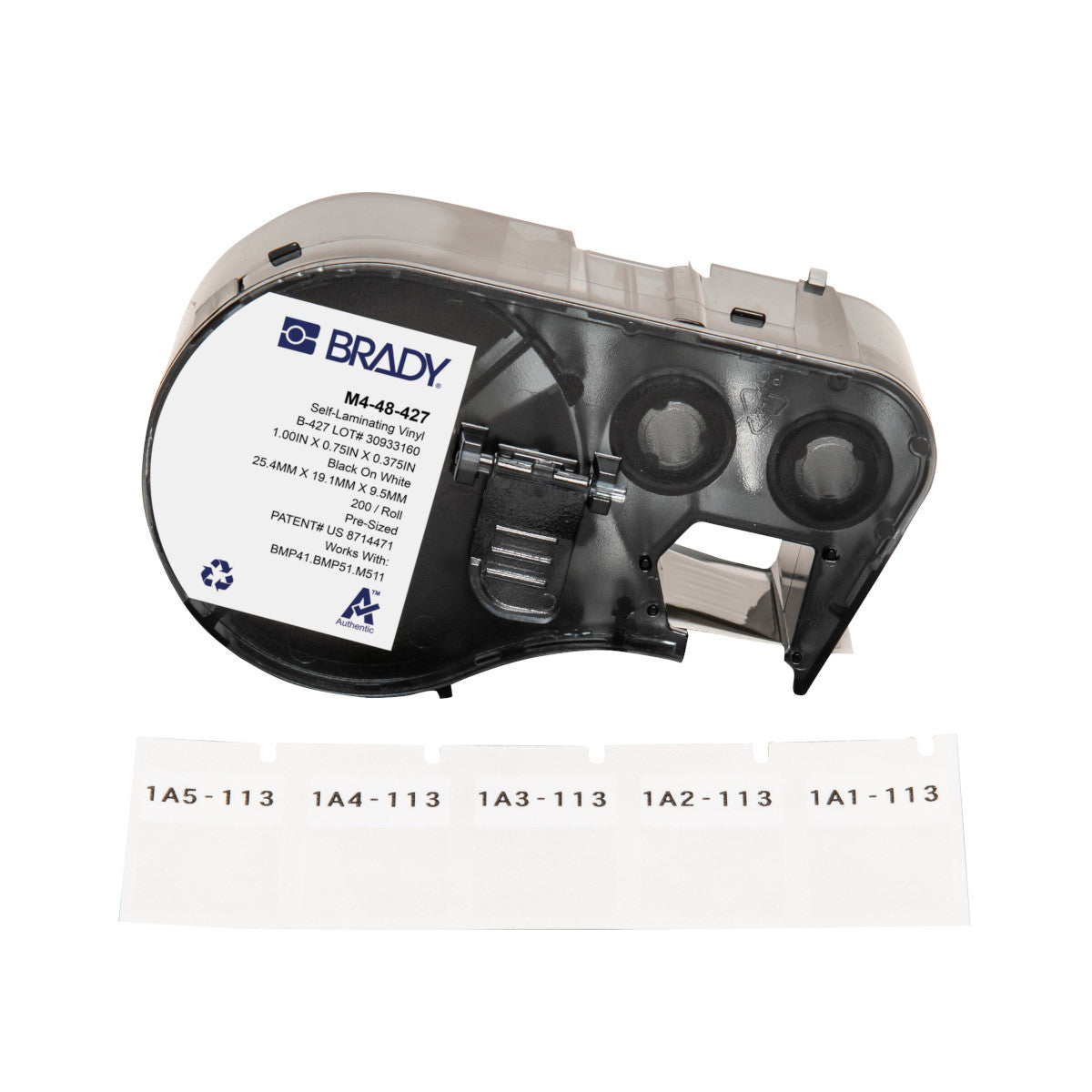 Brady Etiketten (Rolle) 19 × 25 mm – Vinyl – Thermotransfer – 200 Etiketten/Rolle – für BMP-Drucker
