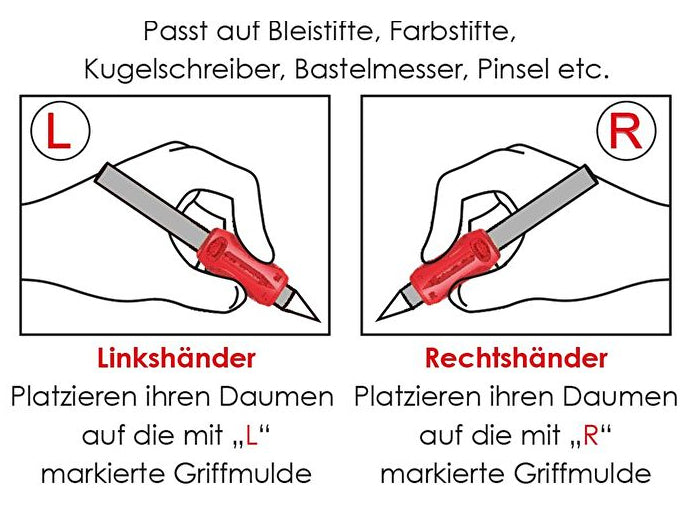 Wedo Schreibhilfe Dreikant – bunt – 50 Stück, 3 Farben – für Schreibgeräte, Bastelmesser, Pinsel