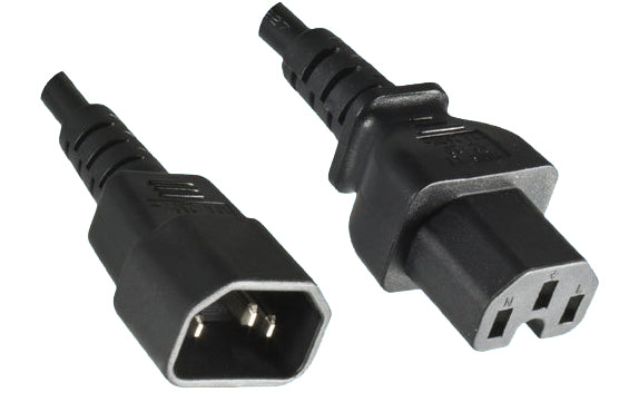 Diggelmann Netzkabel, IEC C14 auf IEC C15, 1 m, Schwarz