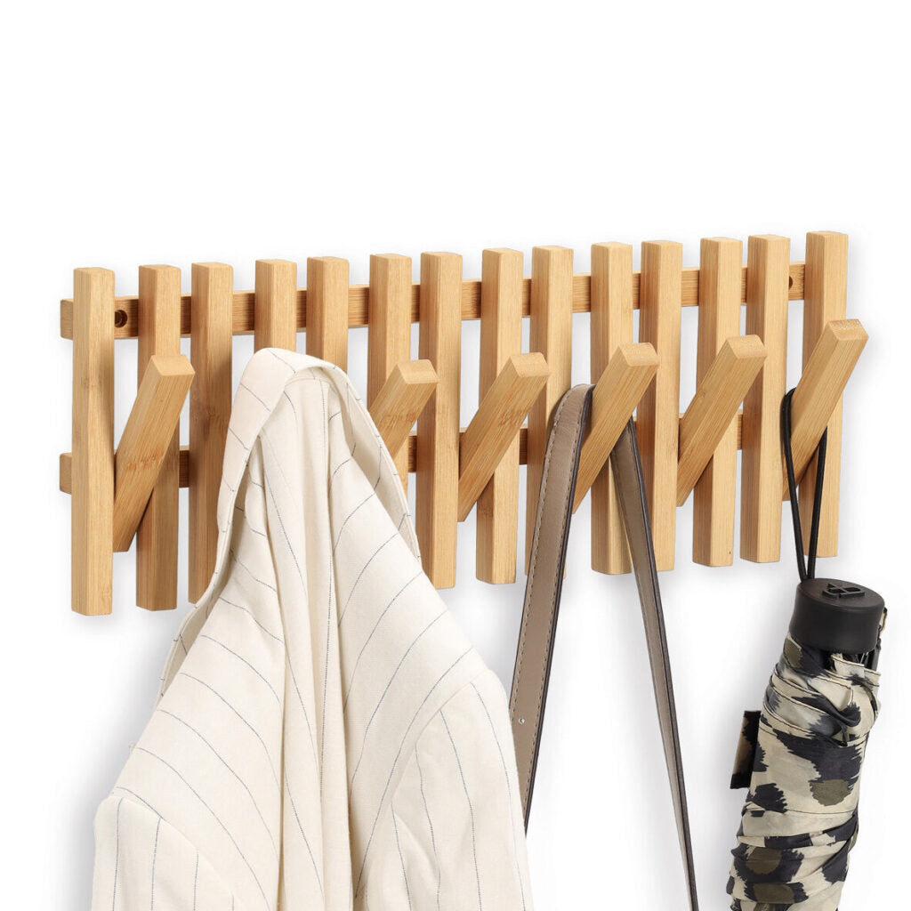 Zeller Present Wandgarderobe – 7 Haken, Bambus, Braun, 41,5 × 3,5 × 16 cm