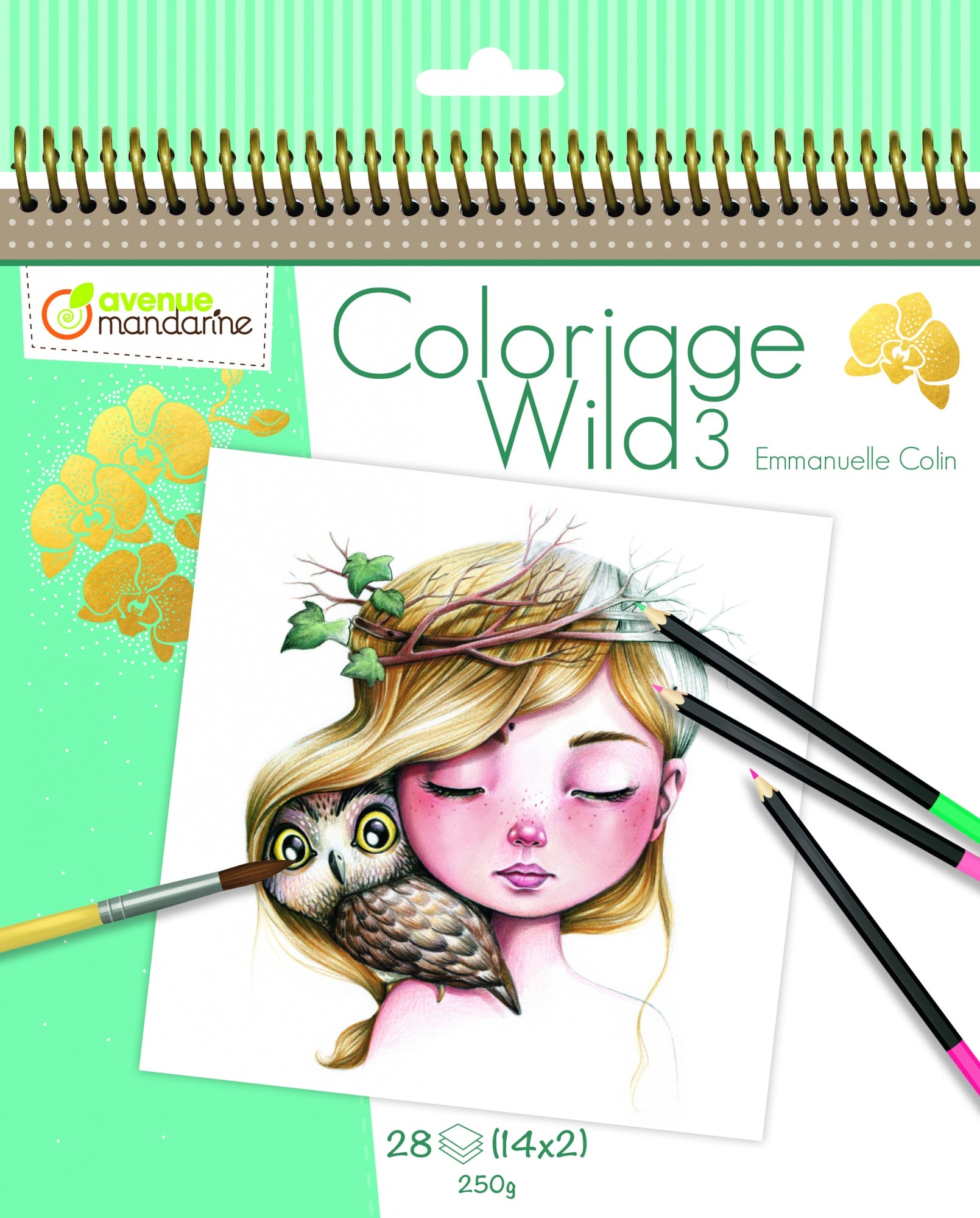 Avenue Mandarine Coloring Wild Malbuch, Papier, 250 g/m2, 20 × 25,5 cm, mehrfarbig