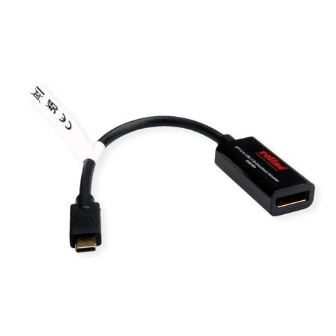 ROLINE USB-C auf DisplayPort Kabel DP 1.2 4K 60 Hz – 0,2 m – für MacBook, Notebook, PC