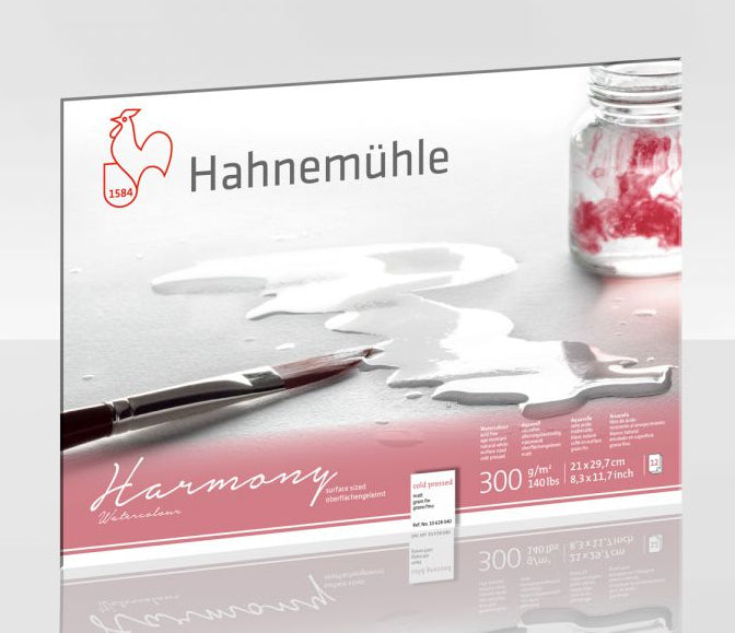 Hahnemühle Harmony Aquarellblock – A4 – 300 g/m² – 4-seitig geleimt – 12 Blatt, weiss, matt