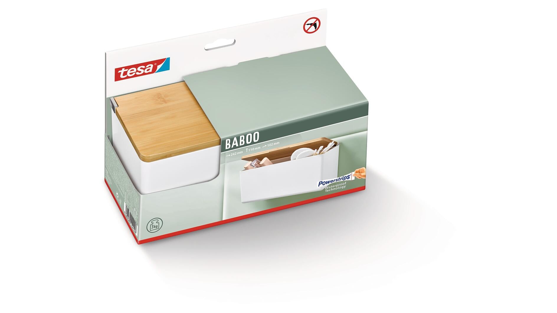 TESA Aufbewahrungsbox BABOO M – 24,2×10,2×11 cm, Kunststoff, Weiss