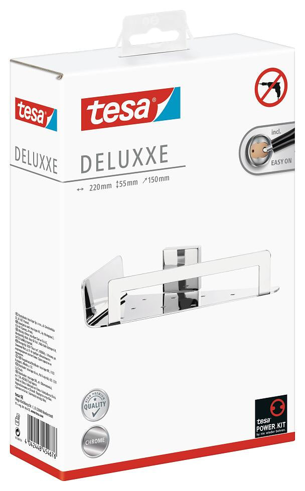 TESA Seifenhalter (Wand) DELUXXE – Metall, Wandmontiert, 22×15×5,5 cm, Chrom