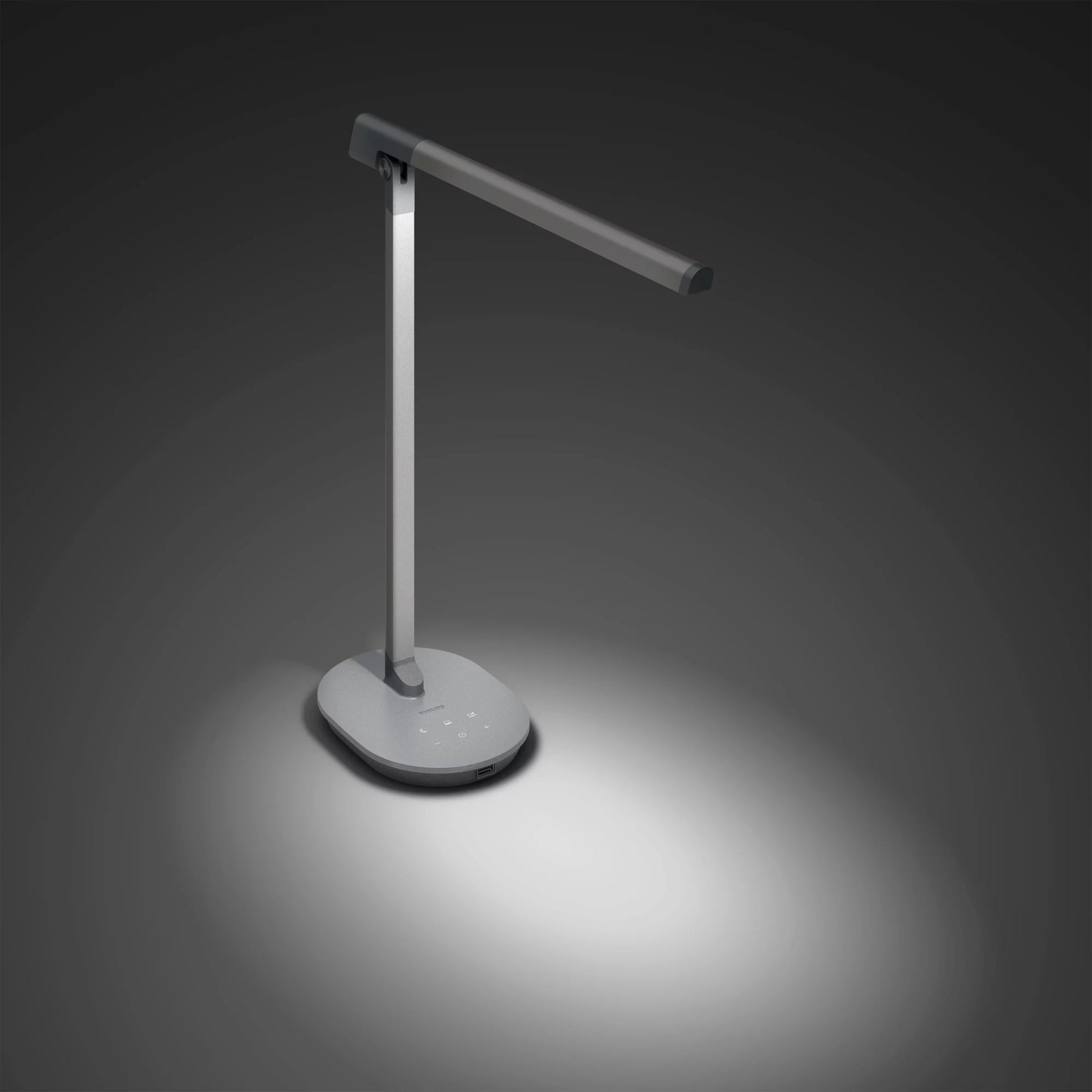 Philips by Signify Philips Tischleuchte Sword – 650 lm, 12 W, 3000–5000 K, dimmbar, grau, fest verbautes LED