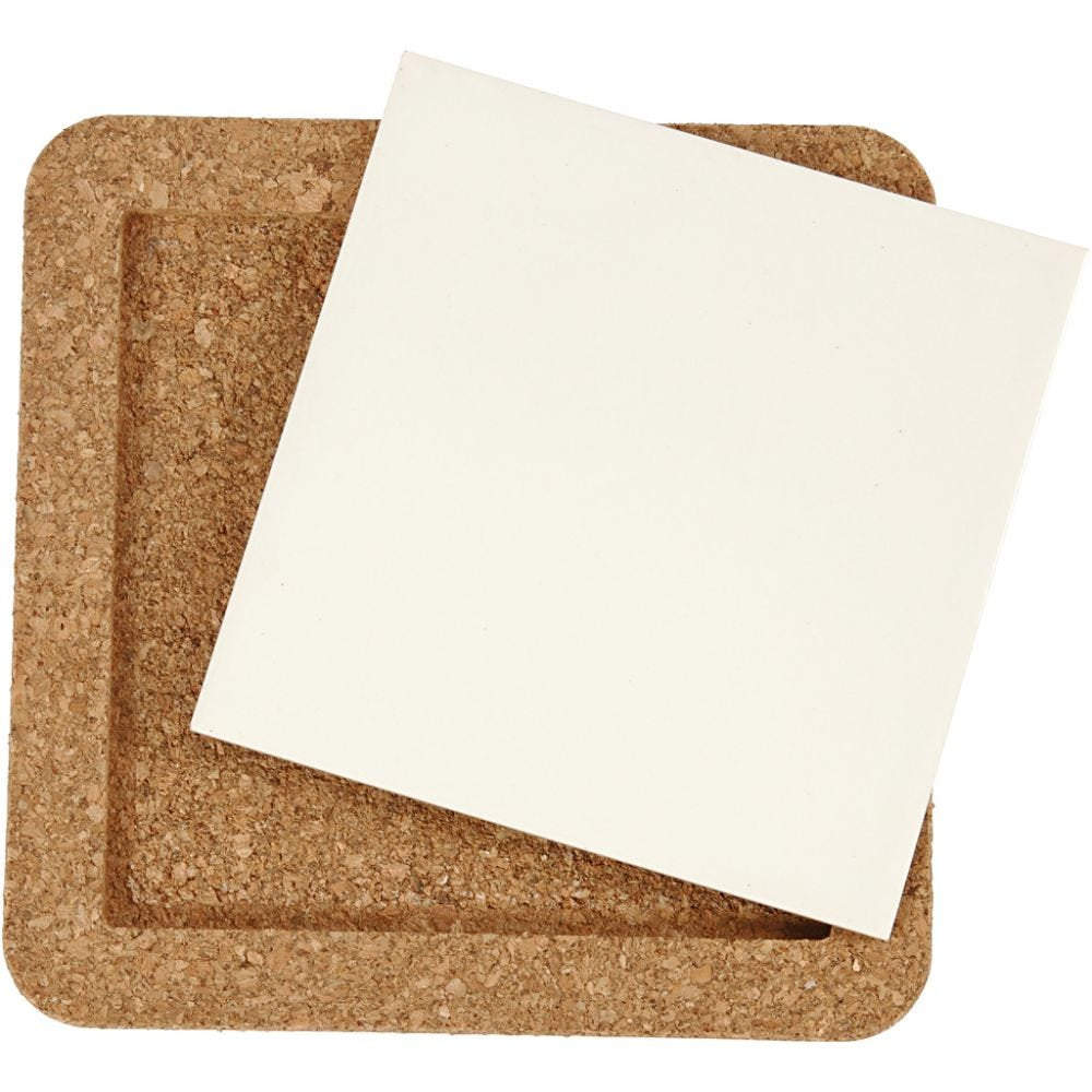 Creativ Company Untersetzer – 11 × 11 × 1 cm, Kork, Weiss/Braun