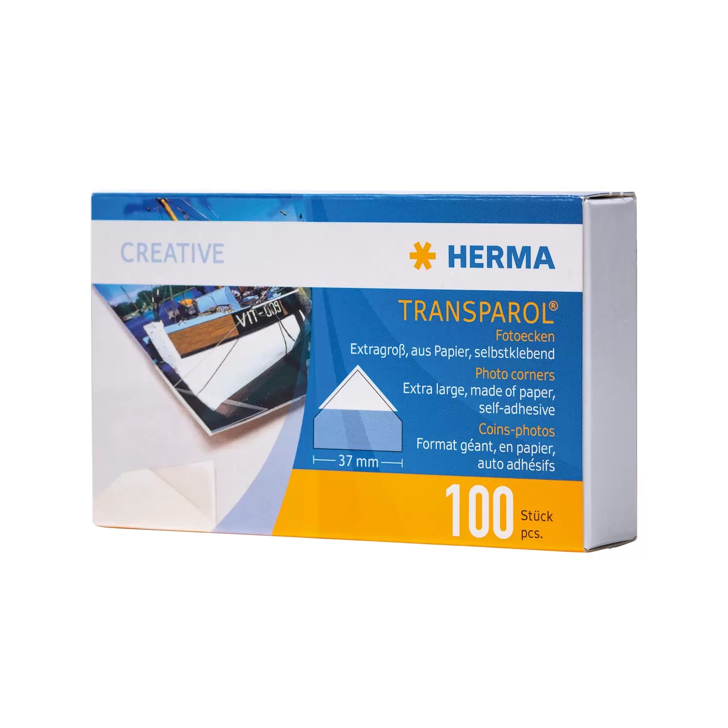 HERMA Fotoecken Transparol extra gross – weiss, Papier, 37 mm