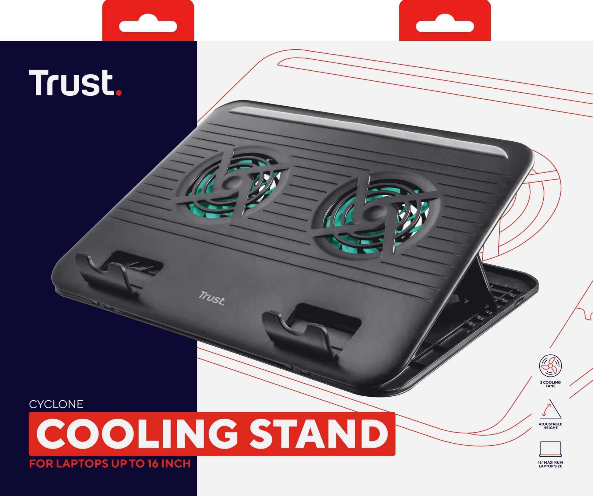 Trust Notebook-Kühler – für Notebooks bis 16", USB-Port, Schwarz