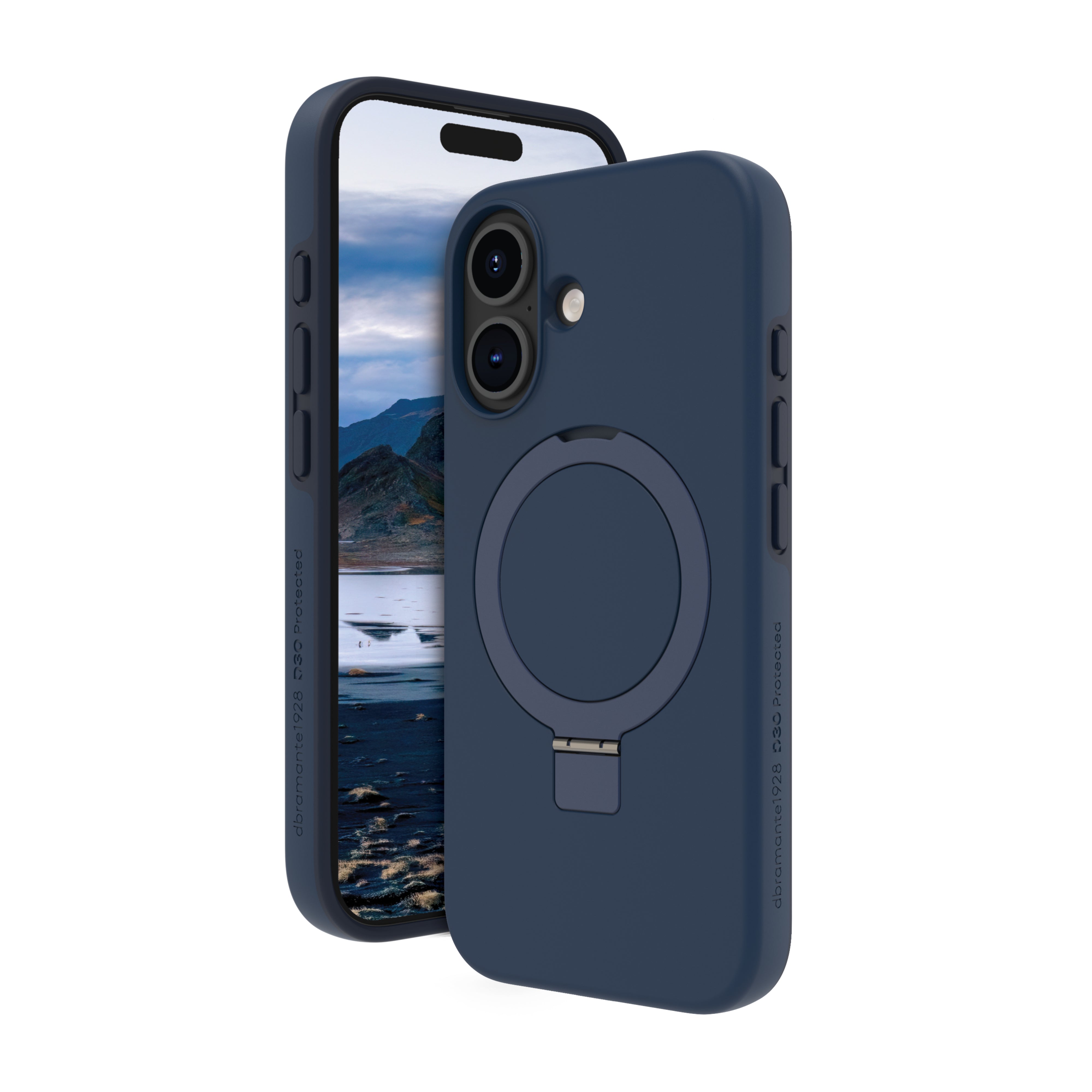 dbramante1928 Iceland Ultra D3O Backcover – für Apple iPhone 16 Plus, mit Ständer, Recycelter Kunststoff, Blau