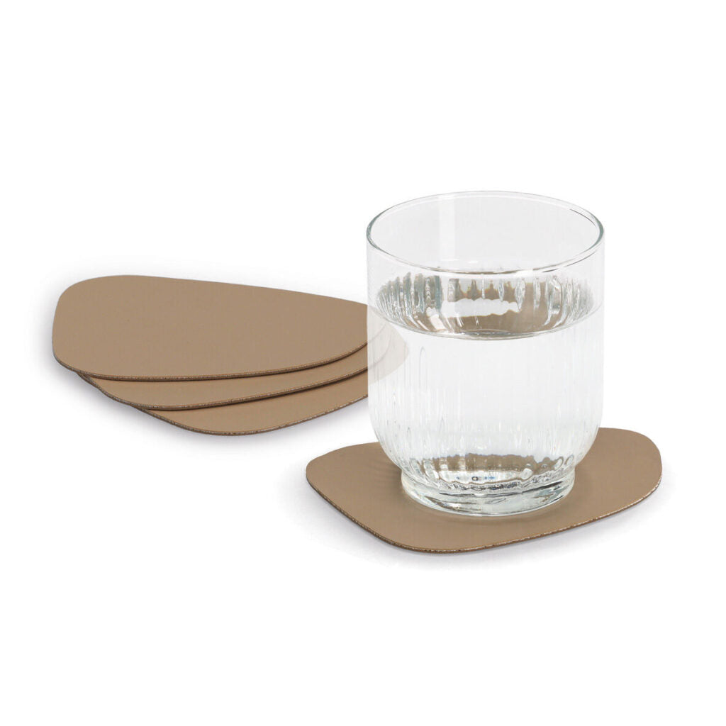 Zeller Present Glasuntersetzer – 4er Set, 10 × 12 × 0,8 cm, Kunststoff (PVC), Beige/Braun, für Gläser
