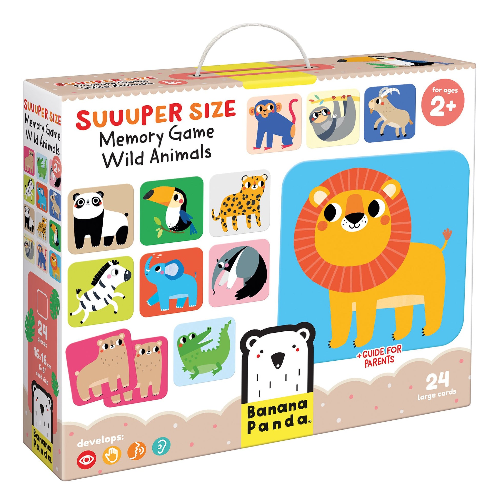 Banana Panda Suuuper Size Memory Spiel Wilde Tiere – Kartenspiel, 2–4 Spieler, ab 2 Jahren, 10 min