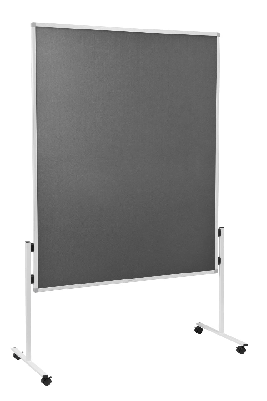 Legamaster Moderationswand – Filz, mit Rollen, doppelseitig – 120 × 150 cm – Grau, Alurahmen