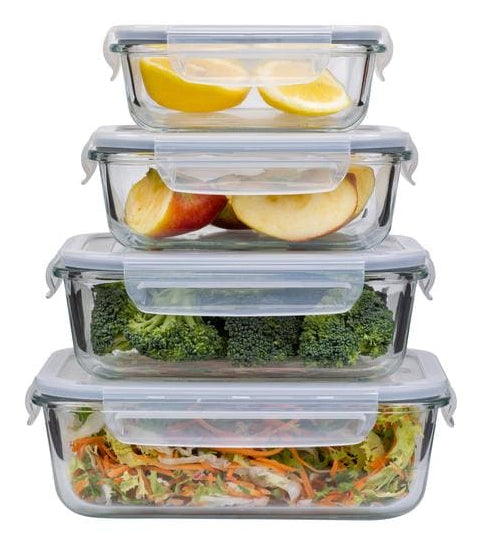 Furber. Furber – 4-teiliges Vorratsdosen-Set, 370 ml/630 ml/1,0 l/1,5 l, Glas/Silikon, transparent