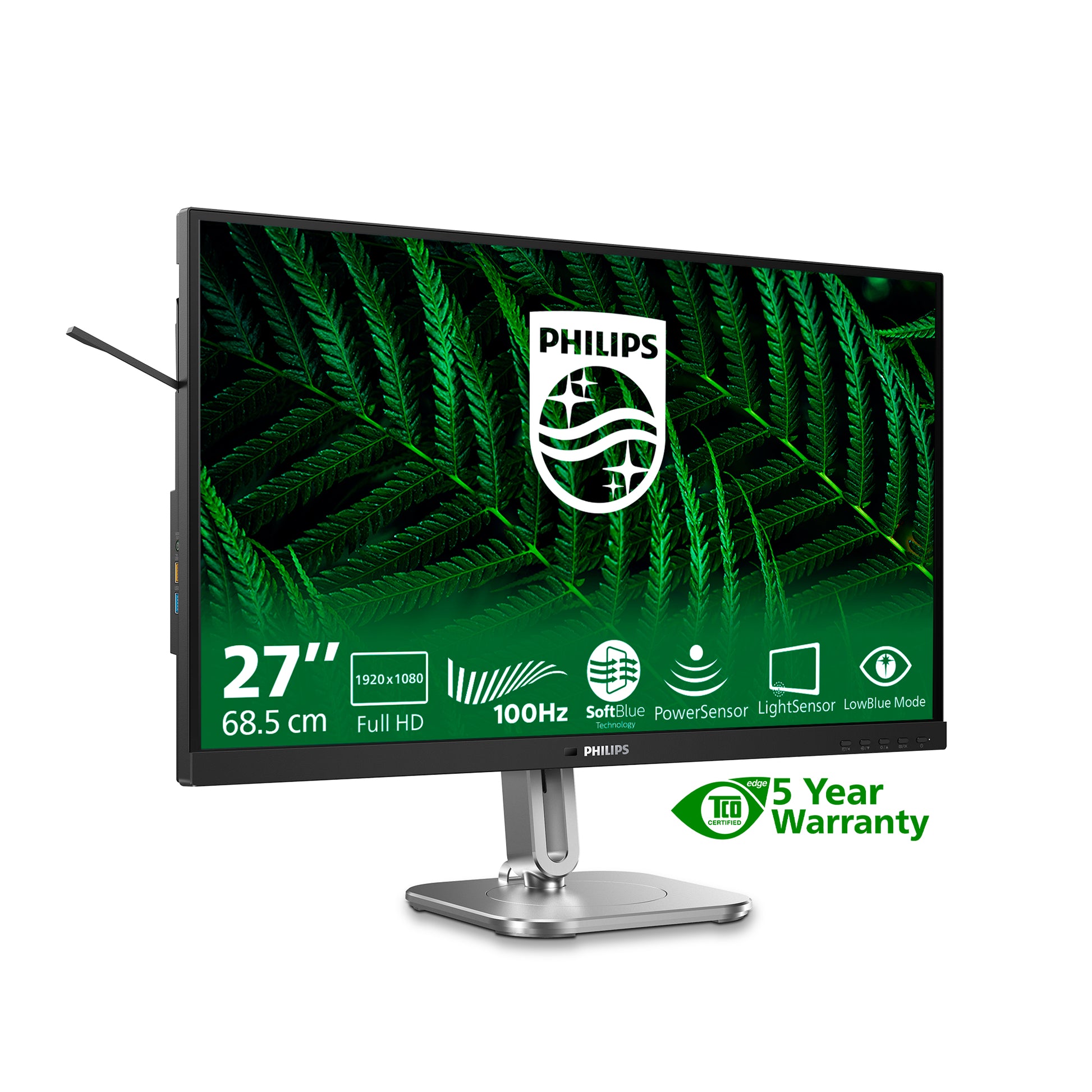 Philips 27B2G5200/00 – Monitor, 27", IPS, 75 Hz, 300 cd/m², Lautsprecher, Adaptive Sync, VESA 100 × 100, Grau