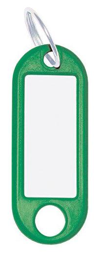 Wedo Schlüsselschild – Grün, Kunststoff, Beschriftungsfeld 32 × 14 mm, B 21 × H 52 mm, 10 Stk.