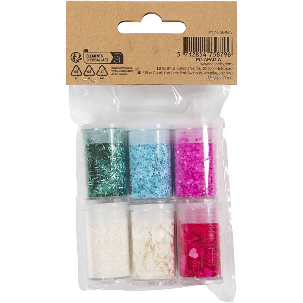 Creativ Company Glitzer- und Pailetten-Set, Mehrfarbig, 6 × 5 g