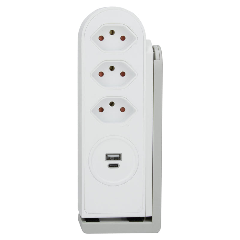 Steffen Tischsteckdosenleiste, 3×T13, 1×USB‑A 12 W + 1×USB‑C 17 W, 1,5 m, ohne Schalter – weiss