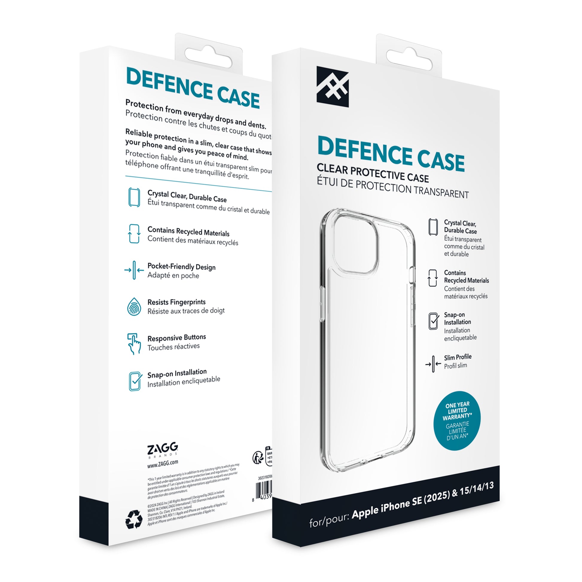 IFROGZ Backcover – für Apple iPhone 13–16e (Auswahl), Transparent