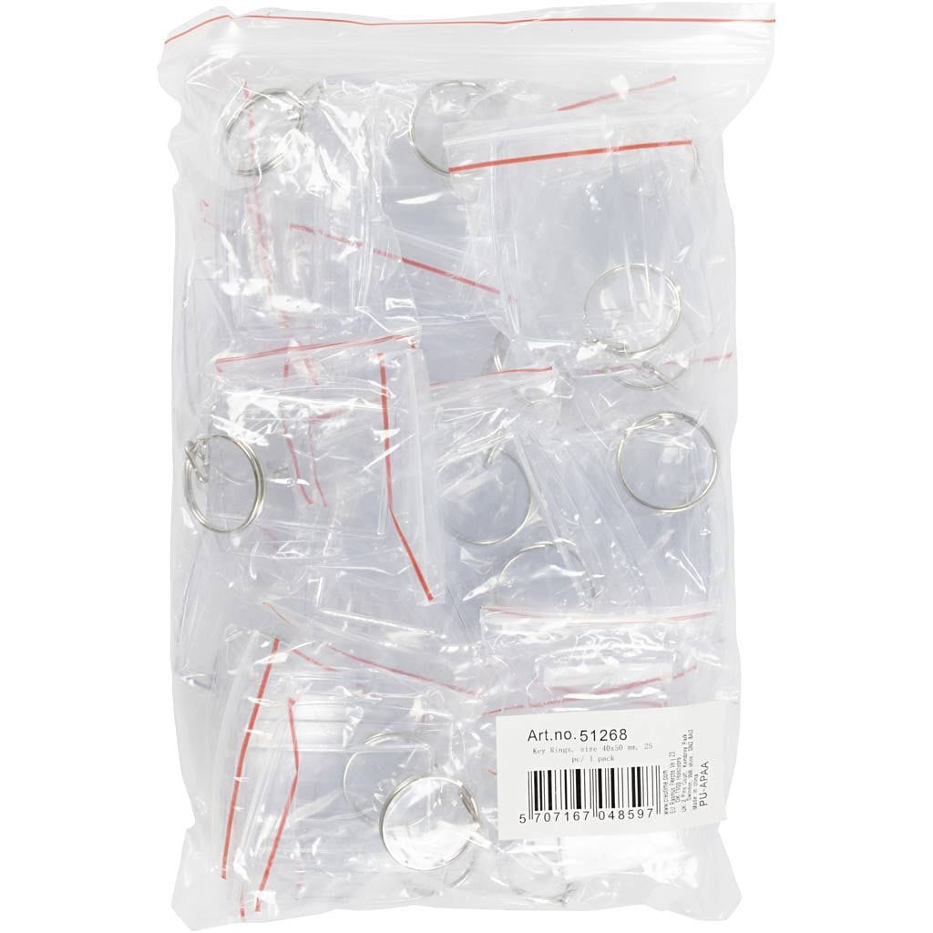 Creativ Company Foto-Schlüsselanhänger – Acryl/Metall, Transparent, 40 × 50 mm, 25er-Pack
