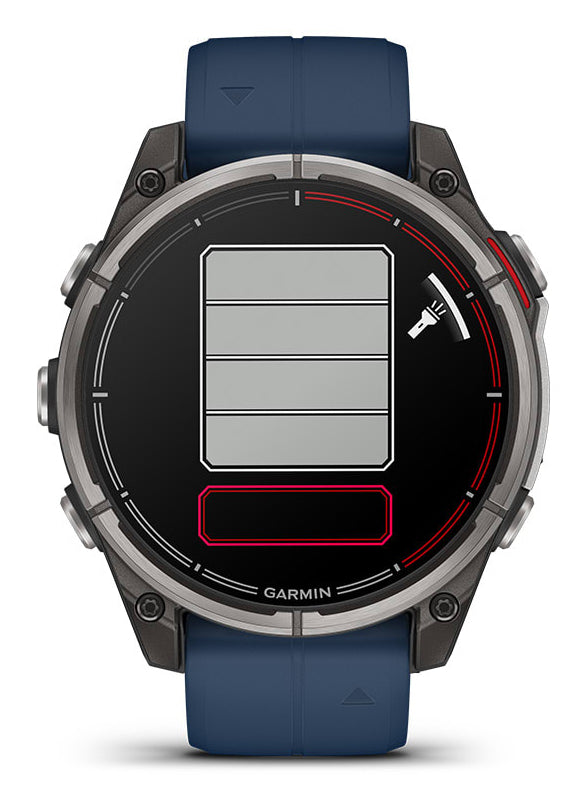 Garmin Quatix 8 Pro 47 mm GPS + Cellular – CFRP Schwarz, Sportarmband, Blau, 100 m, für Android, iPhone
