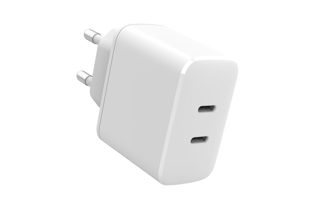 eSTUFF INFINITE USB-Ladegerät 35 W – USB-C×2 – PD 3.0, PPS, QC 3.0 – EU-Stecker (Typ C), weiss