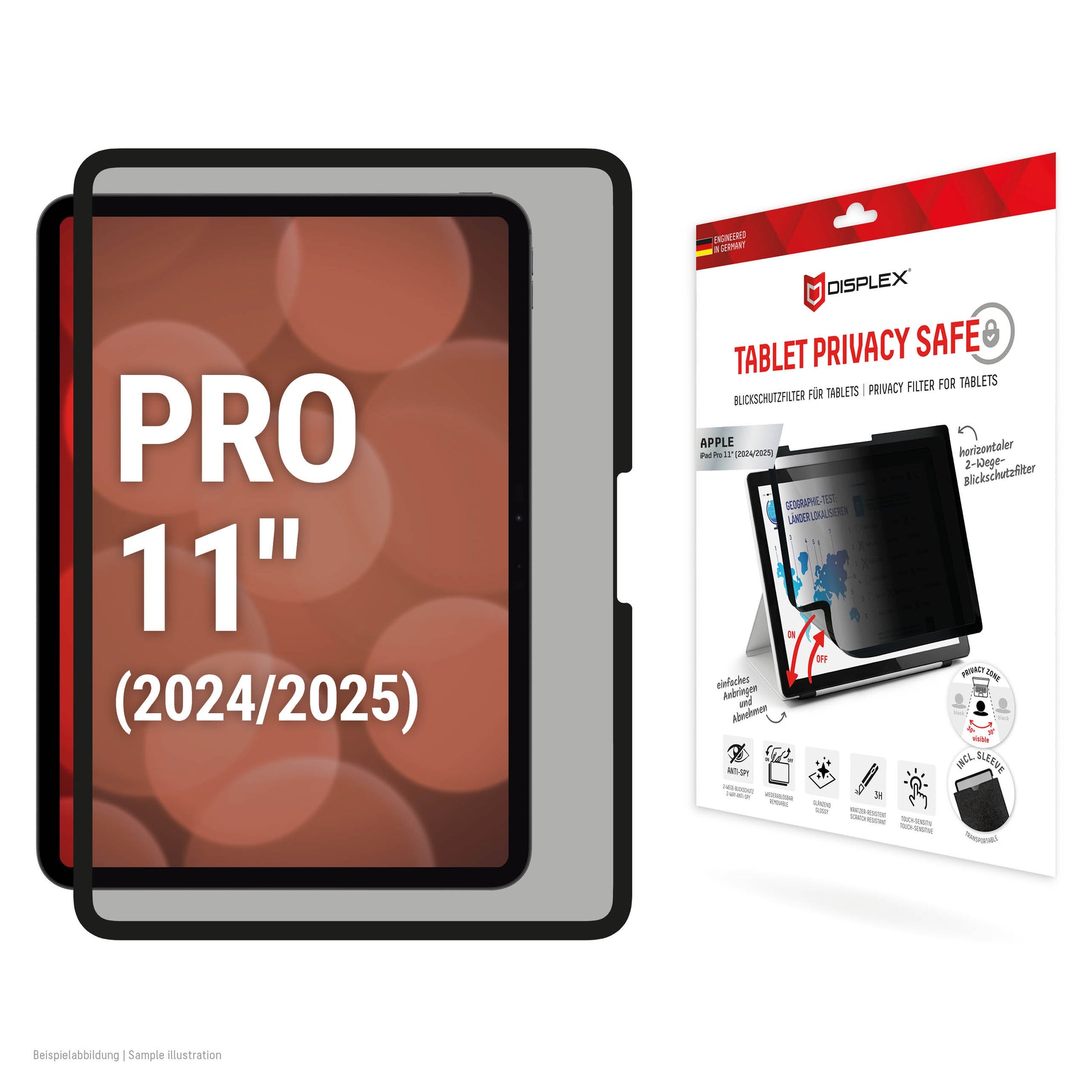 Displex Blickschutzfilter 3H, Anti-Fingerprint – für iPad Pro 11" (2025/2024)