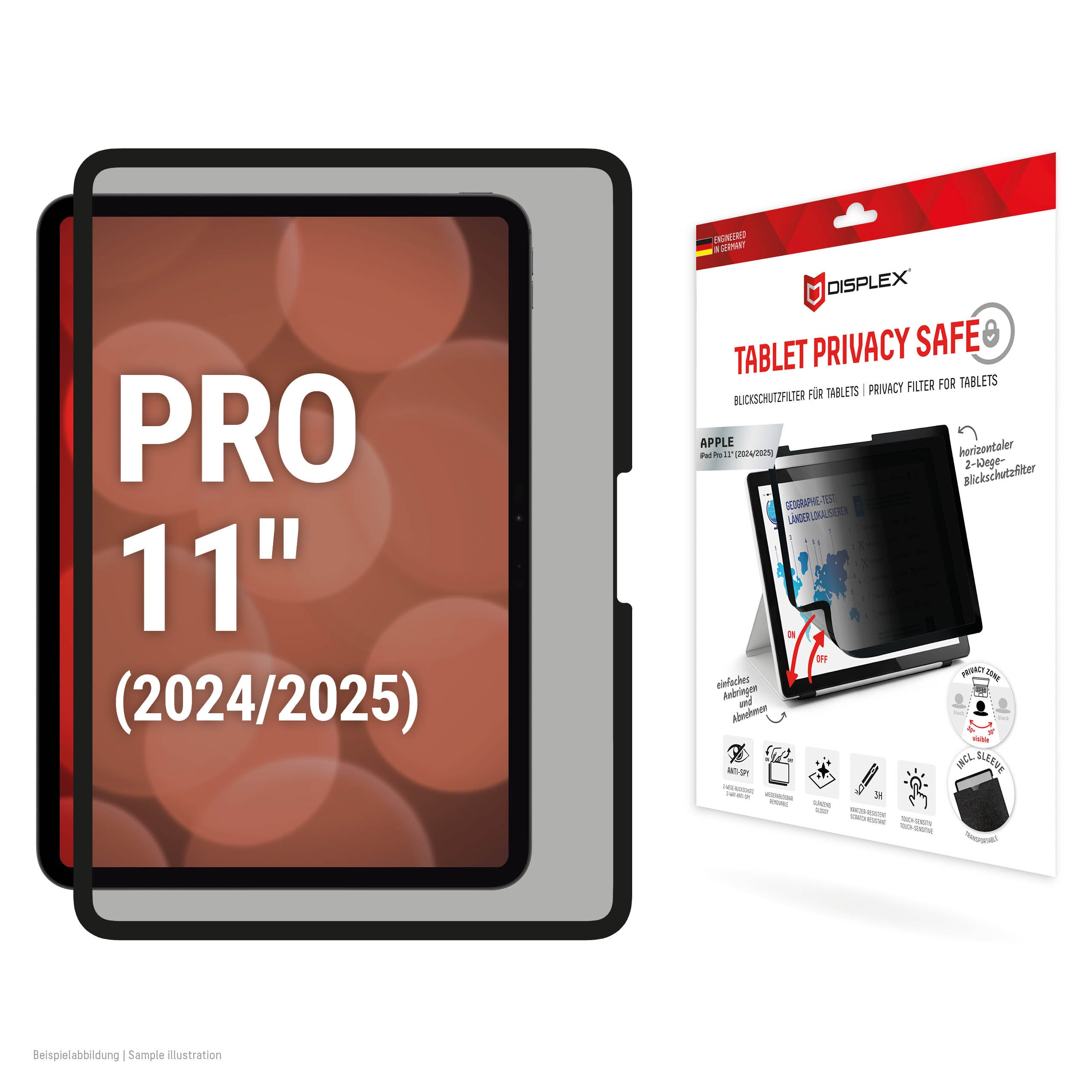 Displex Blickschutzfilter 3H, Anti-Fingerprint – für iPad Pro 11" (2025/2024)