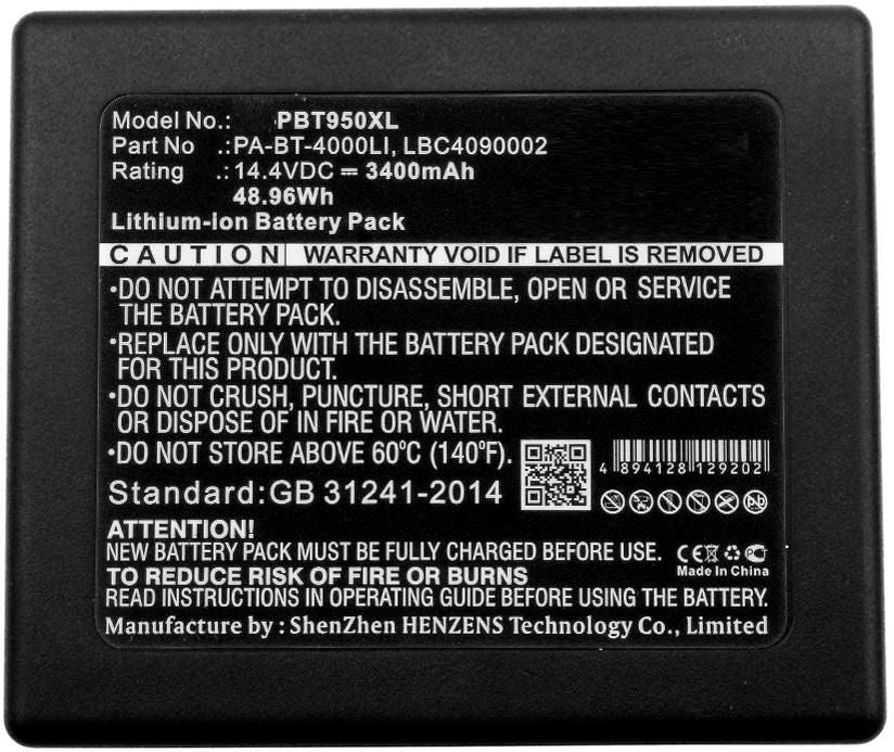 CoreParts Akku 3400 mAh 14,4 V, schwarz – für P Touch P950NW, PT-D800W, RuggedJet RJ4030 und andere