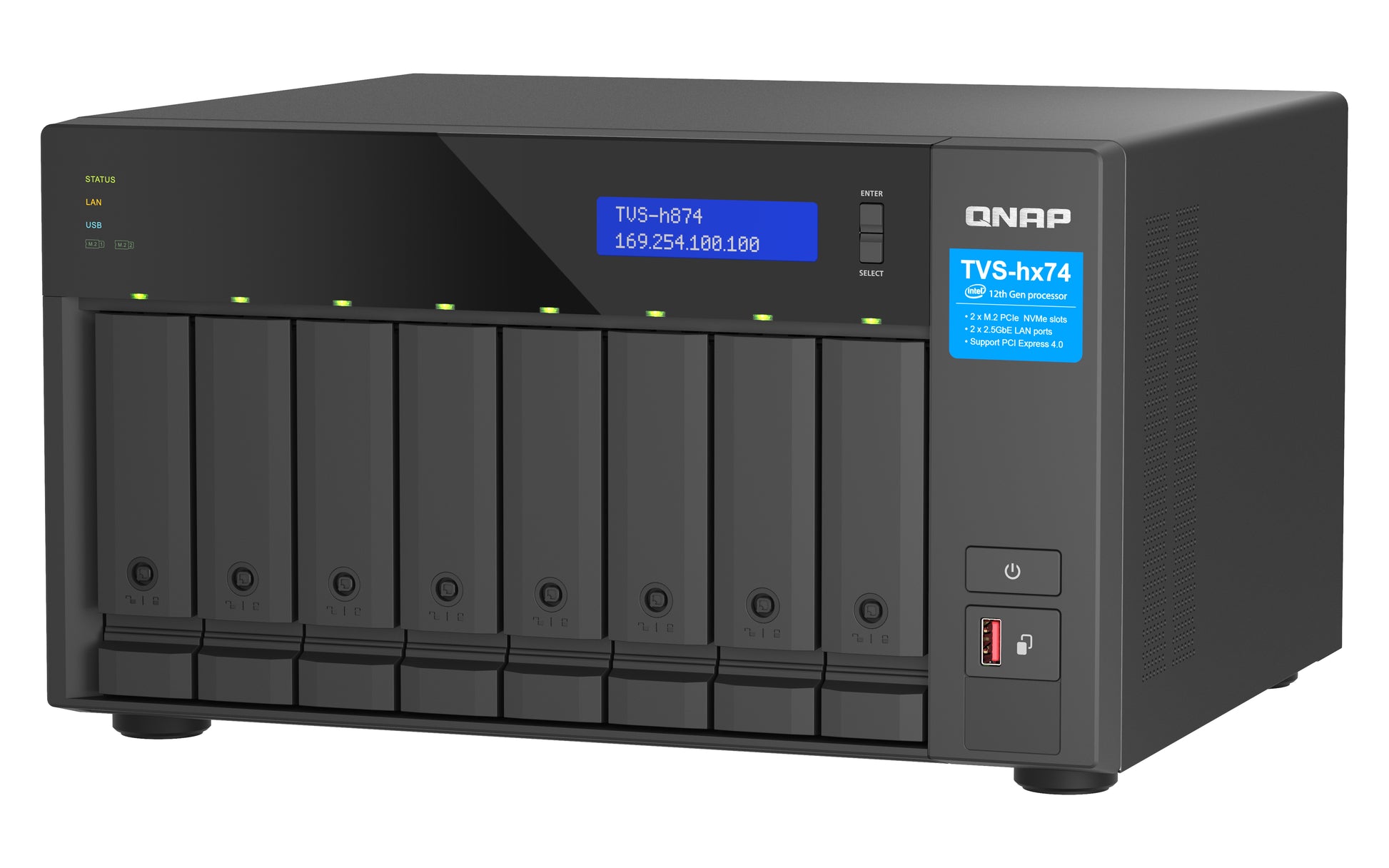 QNAP TVS-H TVS-H874-I7-32G Speichergerät – 2×2,5 GbE, 8 Laufwerksschächte, 32 GB DDR4