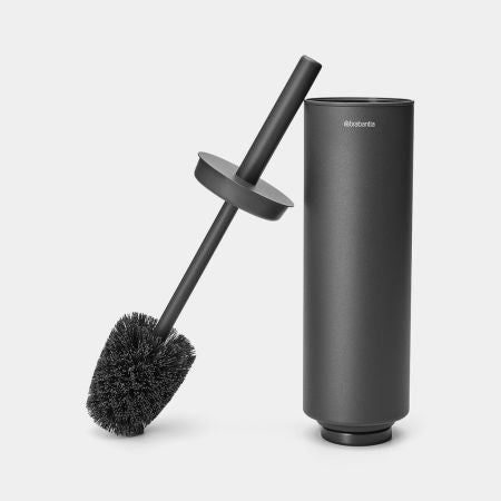 Brabantia MindSet – WC-Bürstenset – Stahl, Anthrazit, wandmontiert, mit abnehmbarem Behälter, H 42 cm, Ø 11 cm