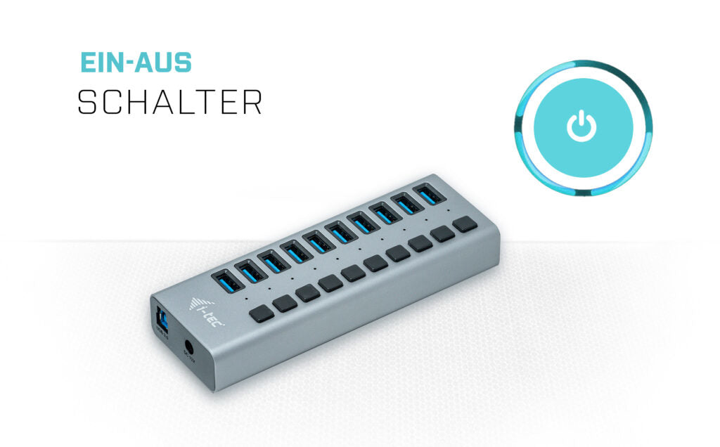 i-tec Ladegerät – 48 W, 10× USB-A, mit externem Netzteil – für Tablets, Notebooks, Ultrabooks und mehr