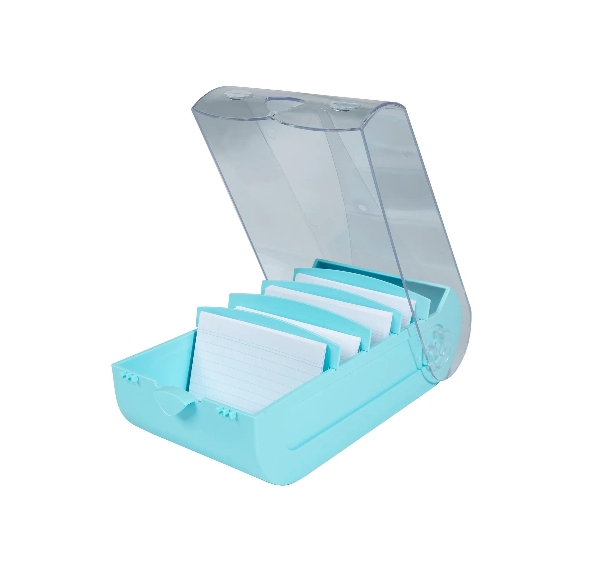 Exacompta Karteikasten BunnyBox – für A8 – mit Deckel, für 650 Karten, inkl. 100 Stk, türkis