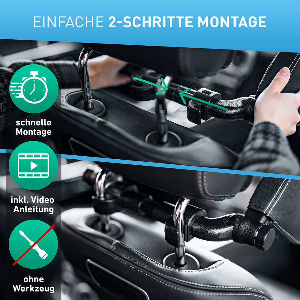 Flipline Kopfstütze – Schaum, Polyurethan (PU) – für Auto – 375×230 mm – schwarz/weiss
