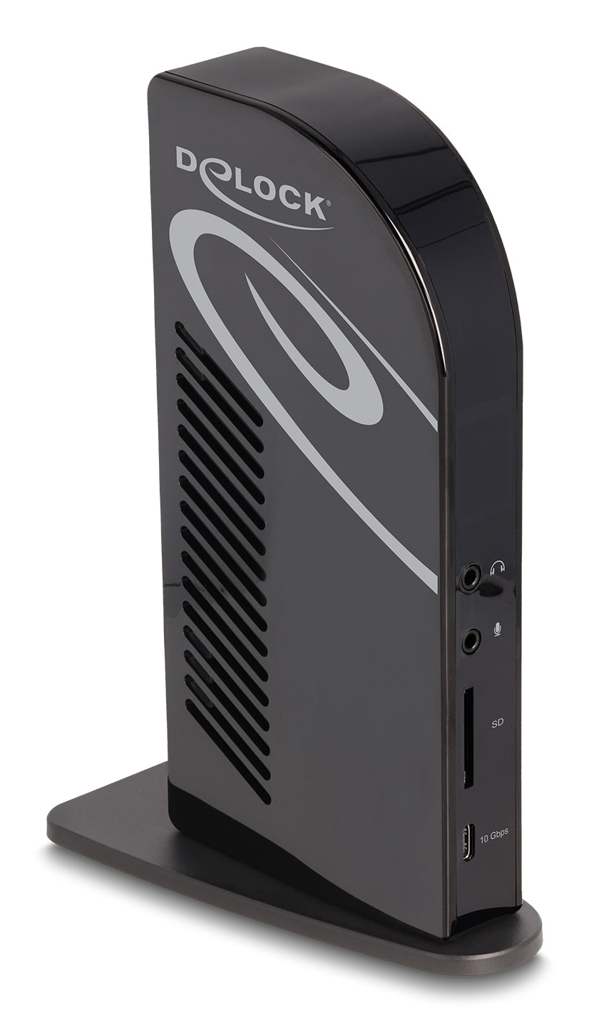 DeLOCK Dockingstation – USB-C, 3× DP, 3× HDMI, 4× USB-A, 96 W PD, GbE, SD, 3,5 mm Audio, für Windows/Mac