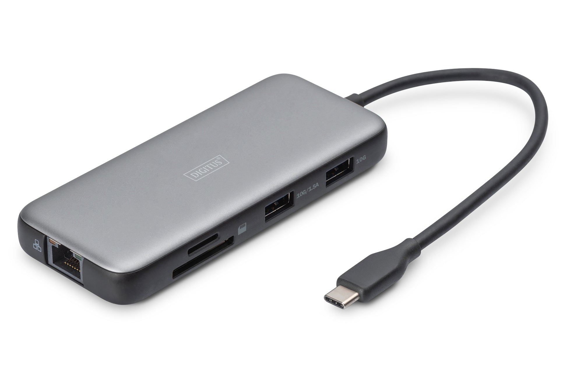 Digitus Dockingstation – USB-C, 1× DP, 2× HDMI, 2× USB-A, 1× USB-C, 100 W PD, GbE, für Windows/Mac/ChromeOS