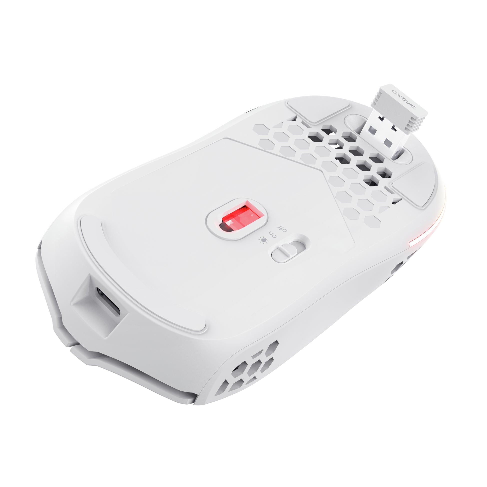 Trust GXT 929 Helox – Gaming-Maus – Kabellos (2,4 GHz), 4800 DPI, RGB-Beleuchtung, Rechtshänder, Weiss