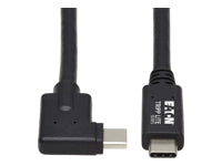 Tripp Lite USB-C auf USB-C Kabel – USB 3.2 Gen 2 (10 Gbit/s) – 1 m – PD 100 W – Abgewinkelt – Schwarz