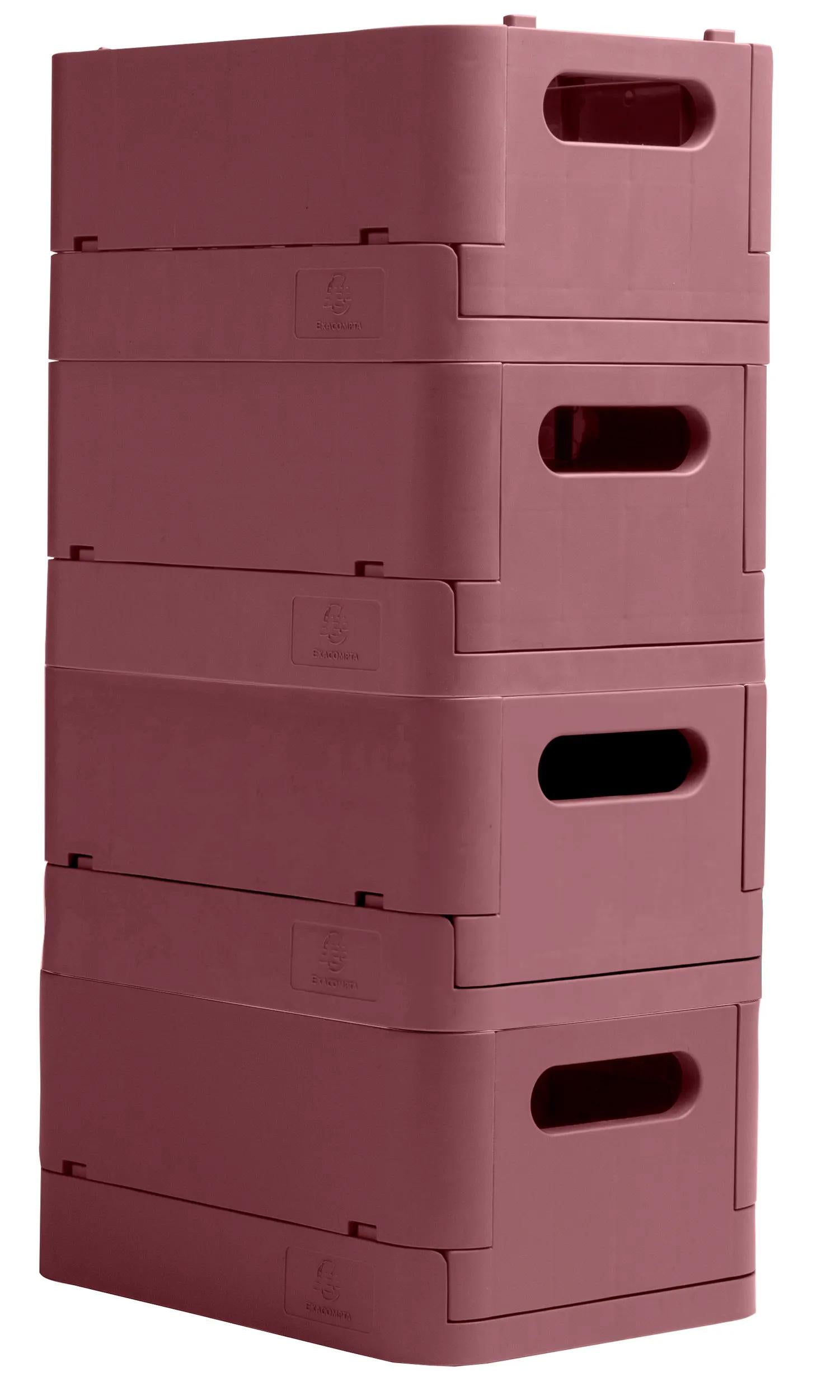 Exacompta Skandi Aufbewahrungsbox – für A6+, klappbar, altrosa, Polypropylen (PP), B 188 × H 95 × T 138 mm