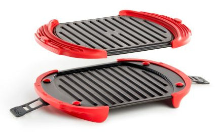 Lékué Mikrowellen-Grill, 20,7 × 27 × 4,4 cm, Silikon, Rot/Schwarz
