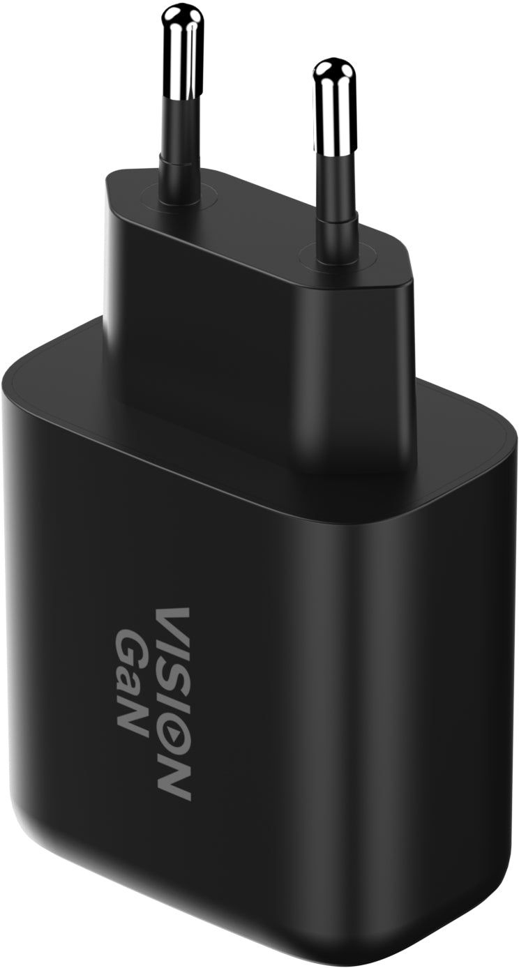 Vision TC-PUSBCEU/65 USB-Ladegerät 65 W – USB-C×2 – PPS, GaN – EU-Stecker (Typ C) – Schwarz