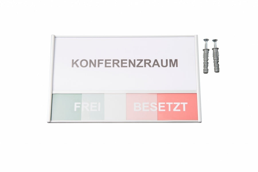 BEREC Besetzungsanzeige Frei/Besetzt – 180 × 108 mm, Aluminium, Grau