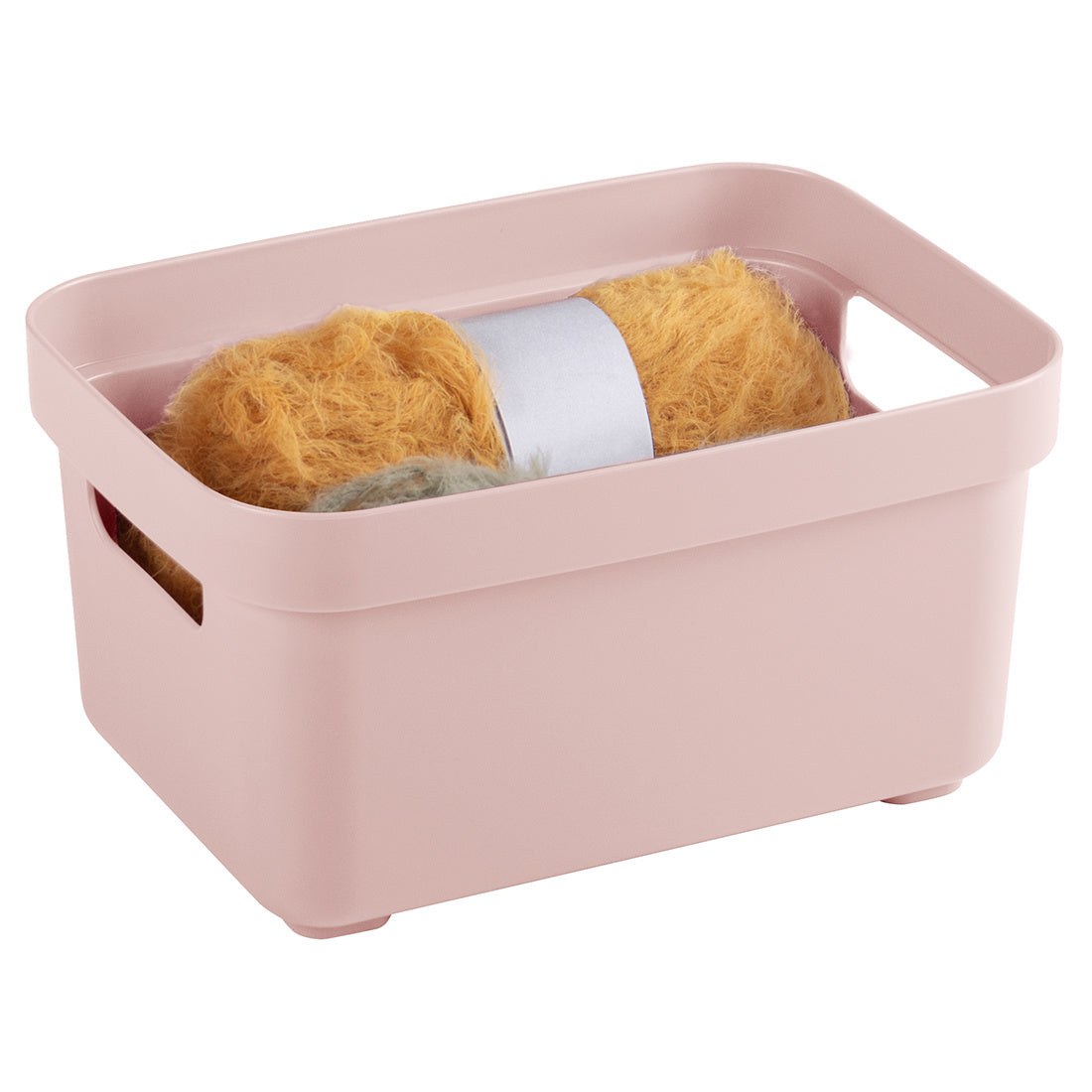 Sigma home Aufbewahrungsbox 2,5 l (ohne Deckel) – Kunststoff – Rosa – mit Griff – 177 × 128 × 93 mm