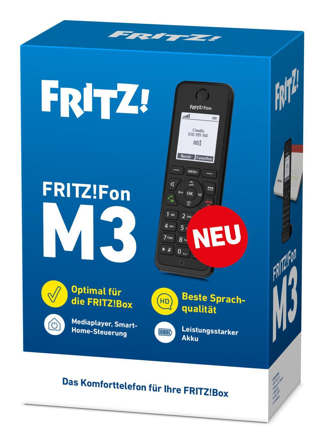 FRITZ! AVM FRITZ Fon M3 – DECT-Telefon nur Mobilteil, mit Anrufbeantworter, Freisprechen, schwarz