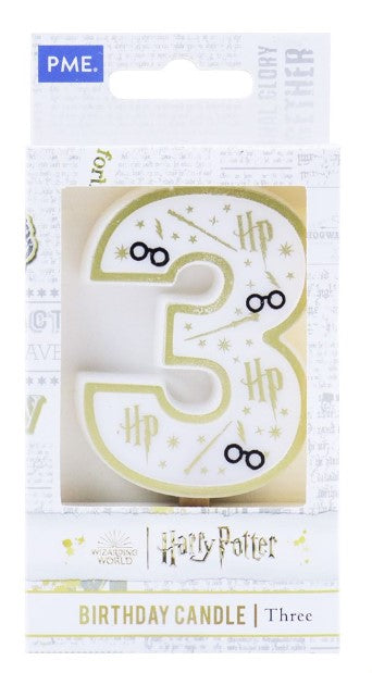 PME Geburtstagskerze Harry Potter – Weiss/Gold – 50 × 70 mm – 1 Stk