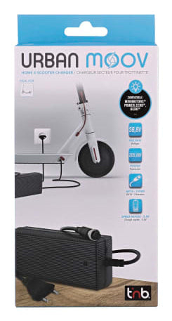 T'nB Urban Moov 58 V Ladegerät für E-Scooter – für Dualtron Mini, Futecher Gun 600 Pro und andere – schwarz