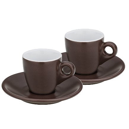 Kela Espressotassen – 50 ml, Ø 12 cm, Keramik, Braun, mit Löffel